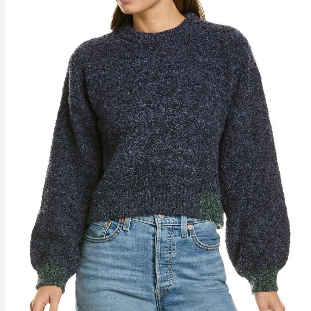 525 AMERICA COLOR POP BOUCLE SWEATER BLUE JEAN